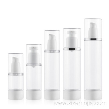 Clear airless pump plastic cosmetic cream bottles